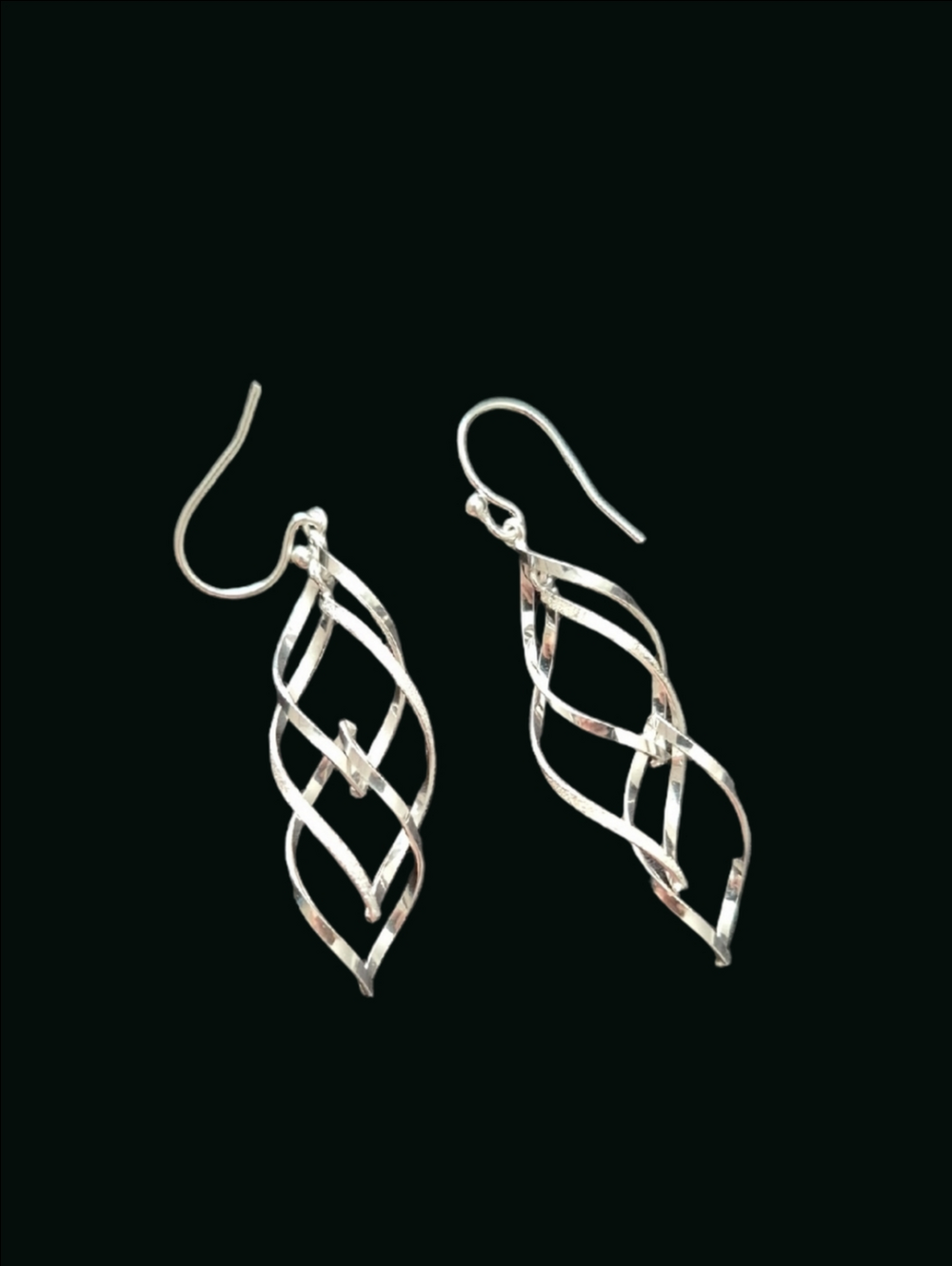 Sterling Silver Twisted Drop Dangle Earrings - Silver